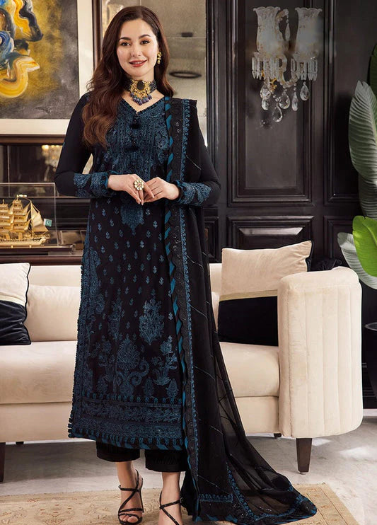 USAMA MART Embroidered Unstitched 3 Piece Chiffon Suit -EM0028- Party Wear