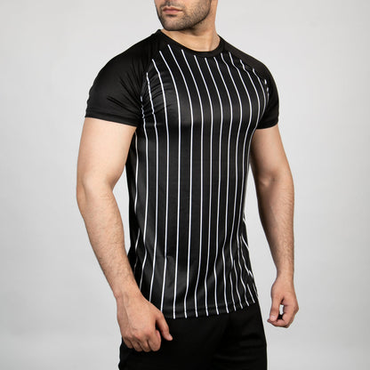 Black Quick Dry T-Shirt Striper